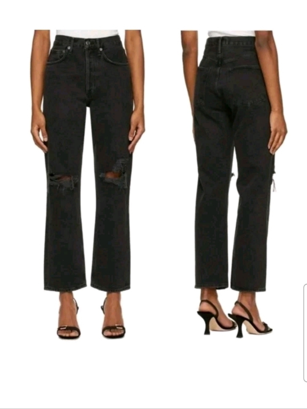 AGOLDE Womens Black 90’s Mid Rise Loose Smokestack Straight Leg Jeans 28